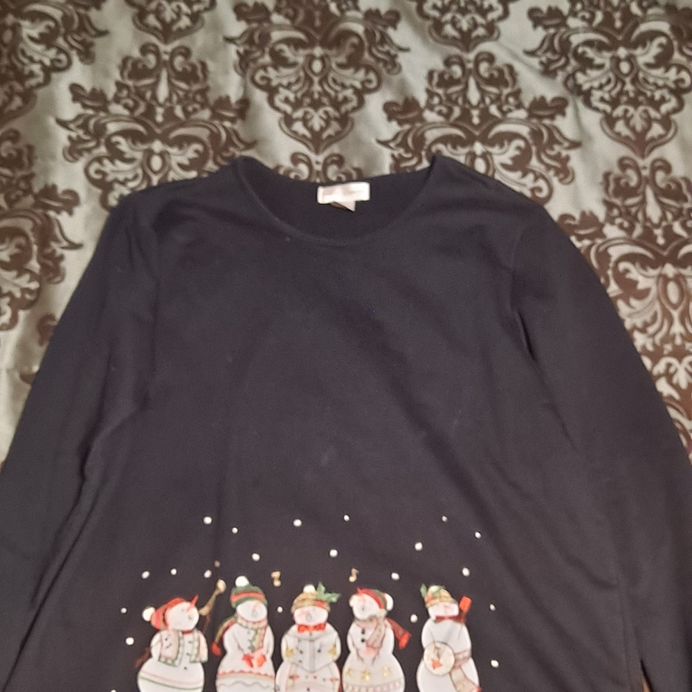 Festive Snowman Black Crew Neck Sweater‎